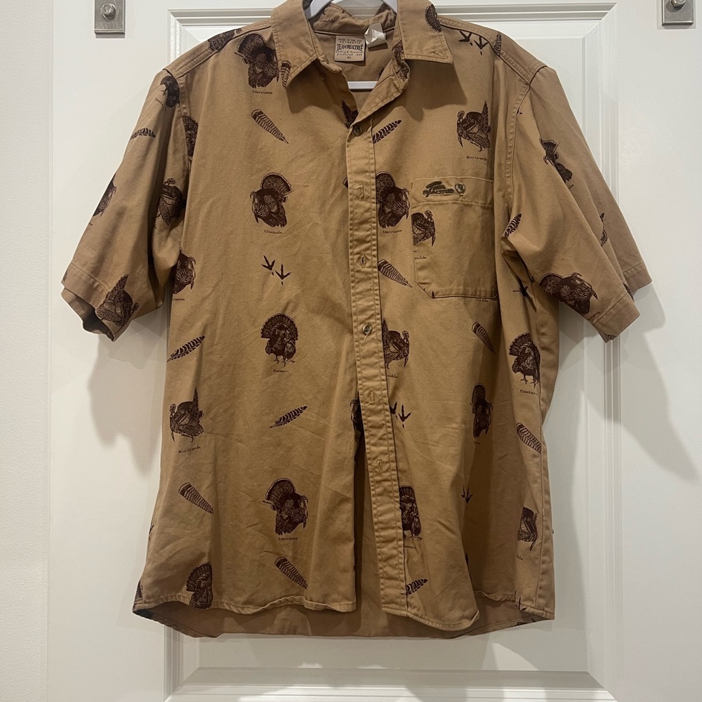 Realtree Tan and Brown Turkey Graphic Button Down Shirt